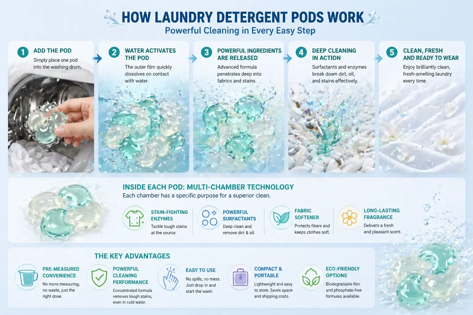 Beneficios clave de las cápsulas de detergente para ropa